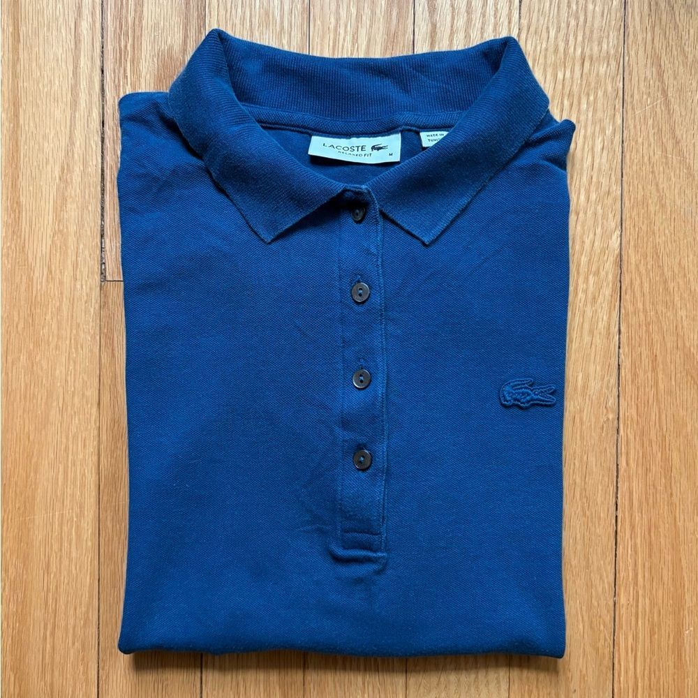 Lacoste Navy Blue Button-Down Polo Shirt